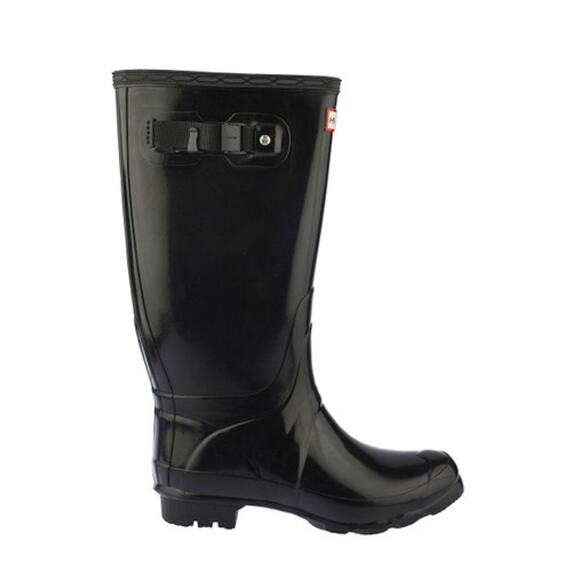 HUNTER Field Huntress Gloss Tall Rubber Boots Wellington Rainboots Size 7 Black - Picture 3 of 13
